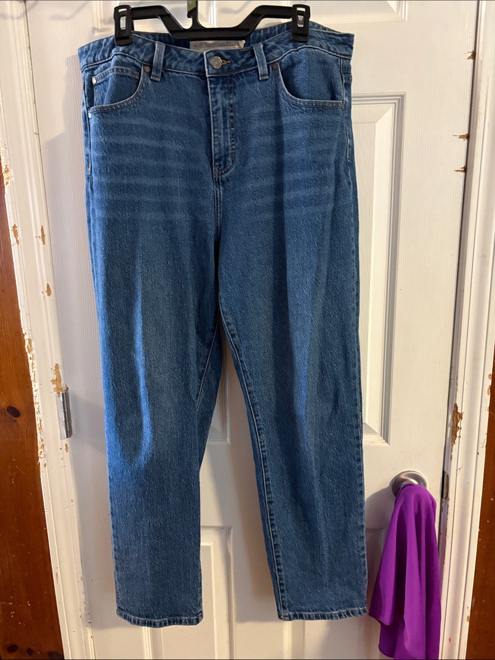 Soft Surroundings Size 14 R High-Waist Straight Leg Jeans - Blue